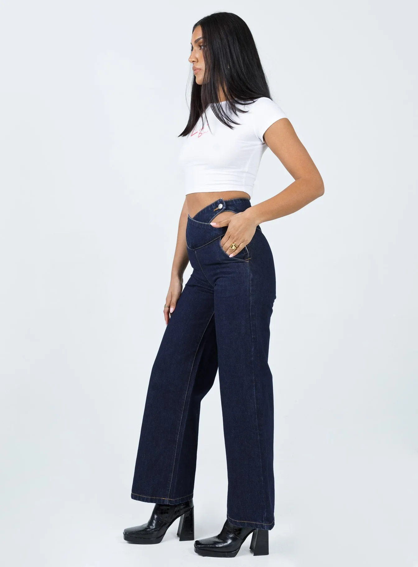 Simple Attire Chaser V Waist Jeans Indigo