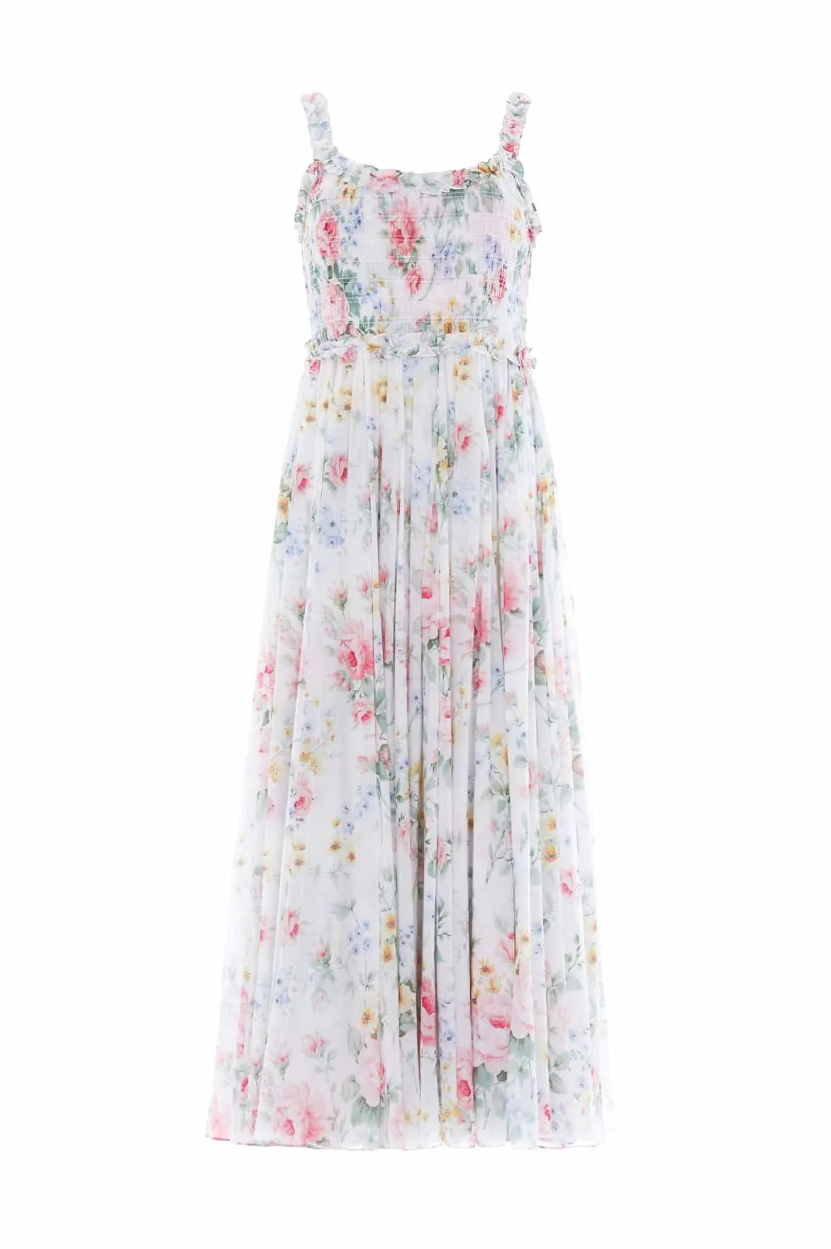 Casual event outfit Pompadour Garden Chiffon Smocked Cami Ankle Gown