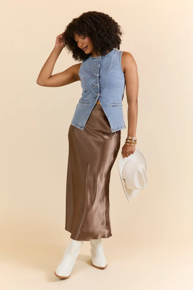 Stretchable Material Western Ties Bow Denim Vest SALE