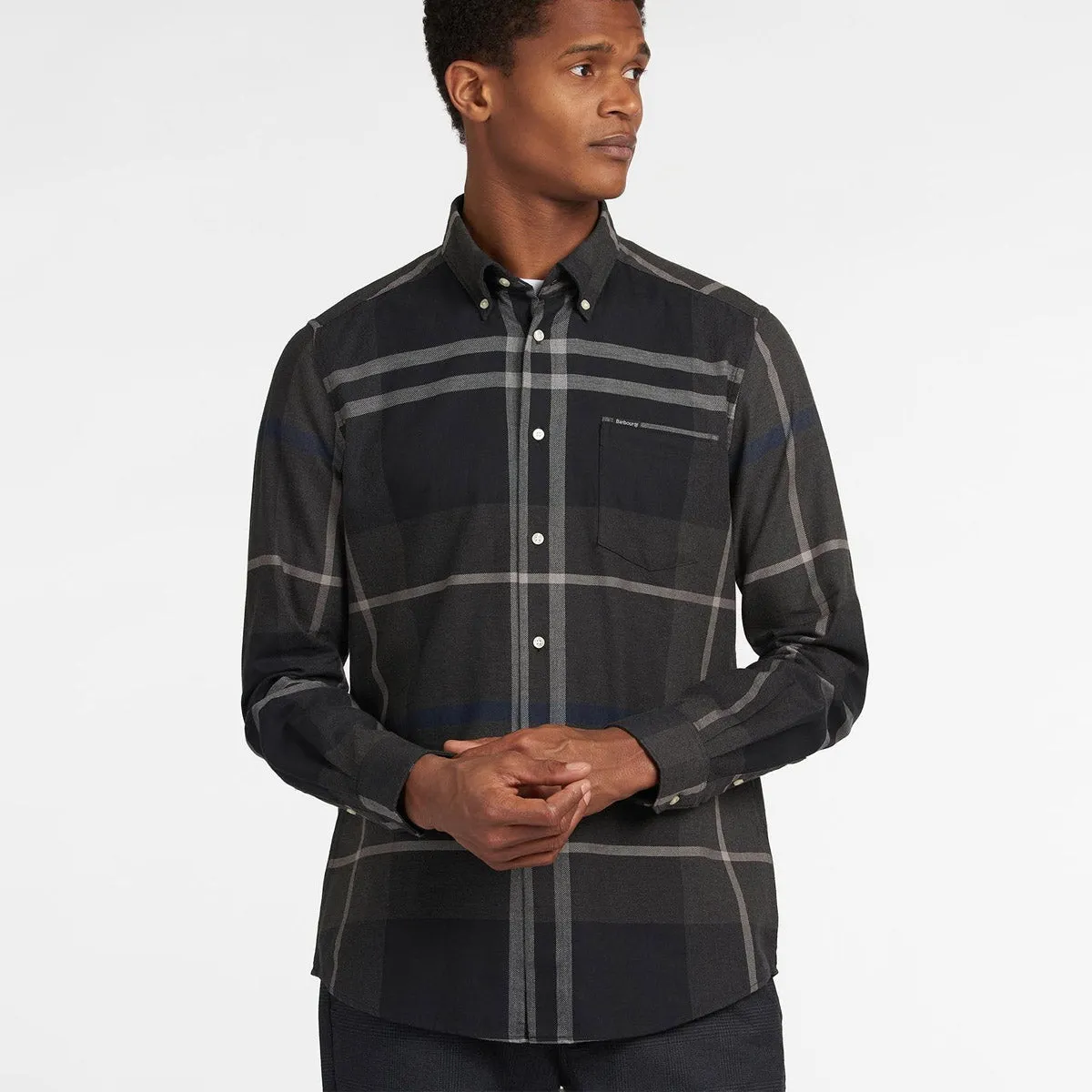 Light and Cozy FlexibleCollarOptions Barbour - Dunoon Tailored Fit Shirt in Graphite