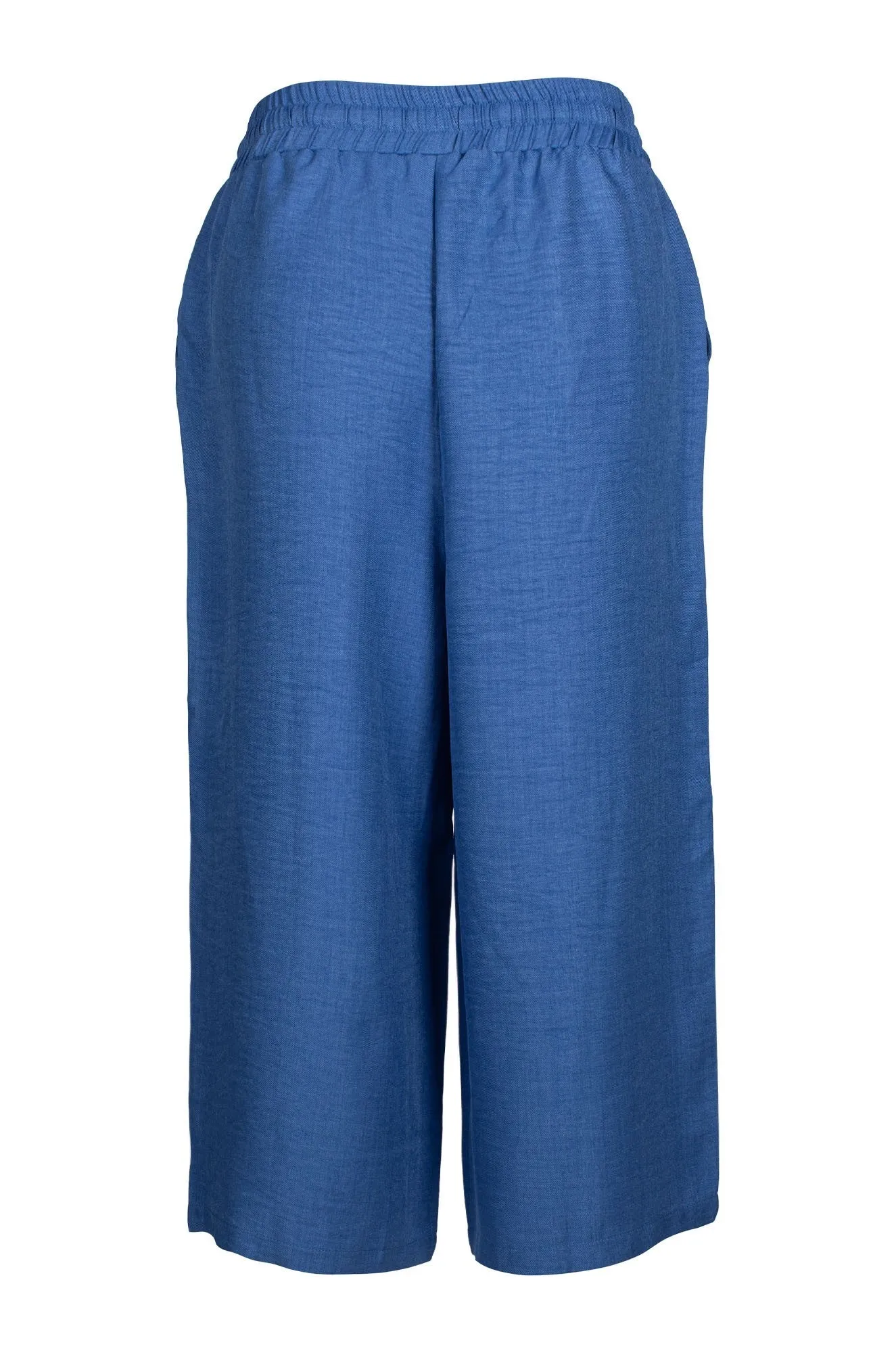 Curved Waistline Wide Leg Crop Pant | MED BLUE | 0108C1