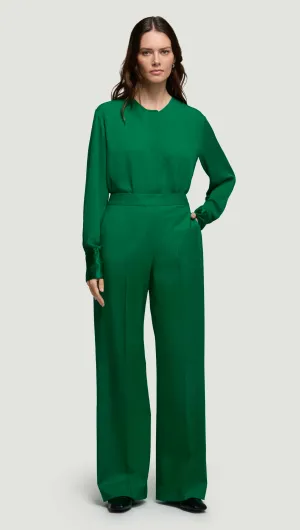 Wide Leg Trouser in Seasonless Wool | Jade Clean Fit WrinkleFreeFinish