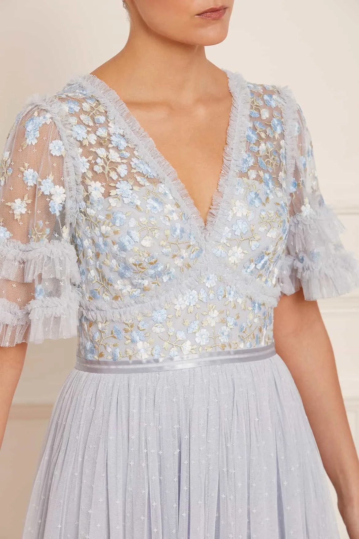 Timeless and Comfortable Wildflower Ditsy Bodice Ankle Gown