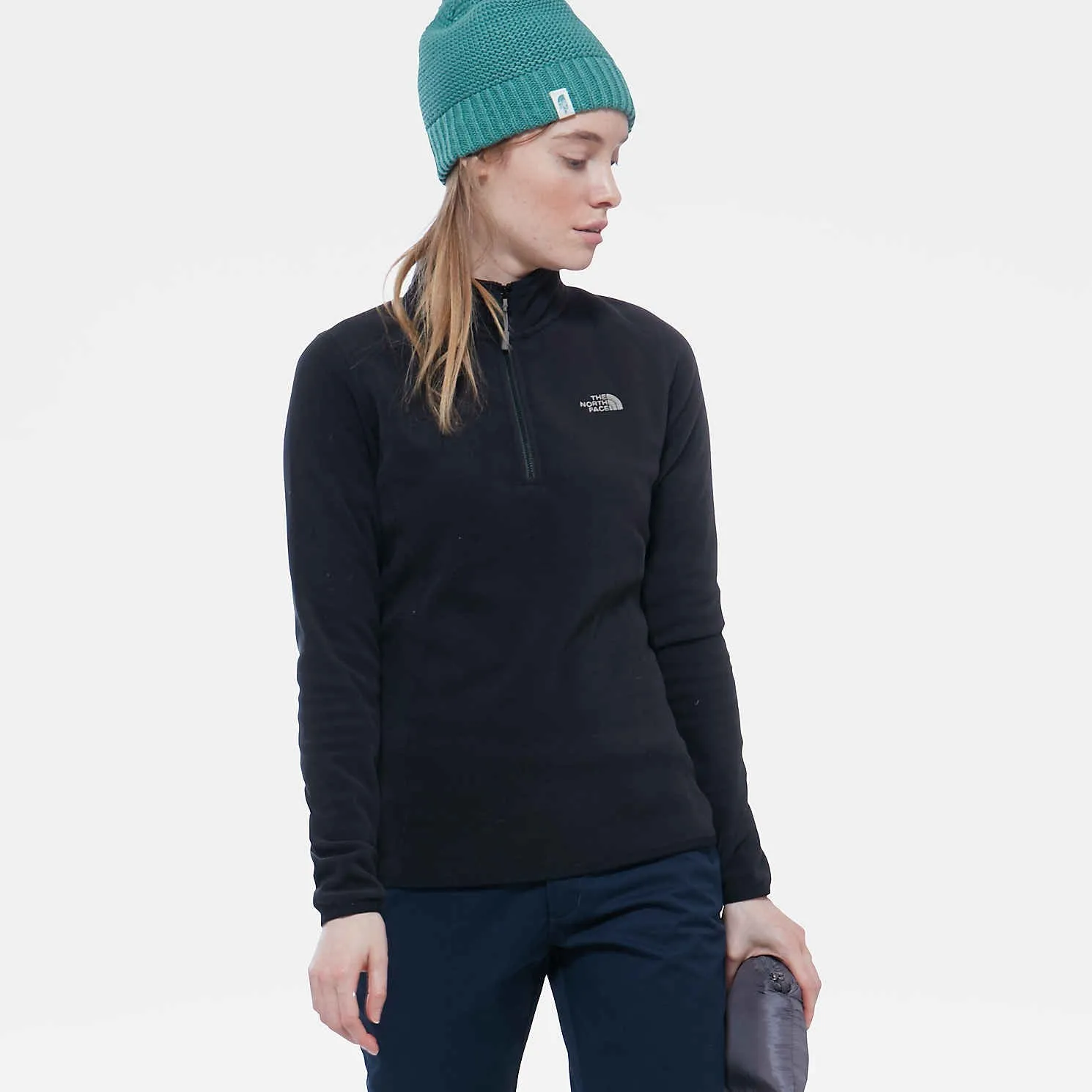 The North Face Ladies 100 Glacier Quart Zip Fleece | BLACK Undercoat Fit Relaxed Gear