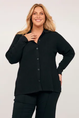 Knitted Cardigan in Black Runway Inspired Moisture Control Fibers