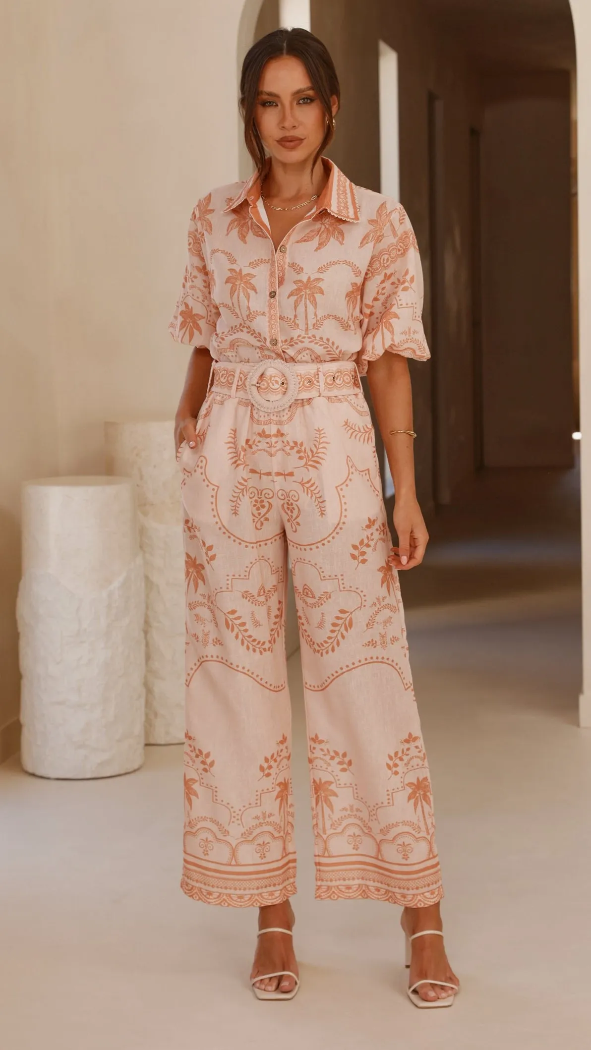 Xander 3/4 Sleeve Button Down Shirt - Natural TemperatureControlTechnology Mature Charm