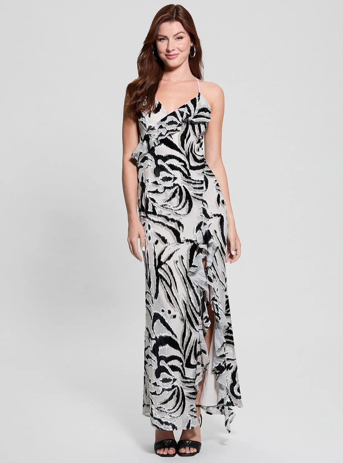 Boxy-Style Stylish Comfort Zebra Print Lydie Maxi Dress