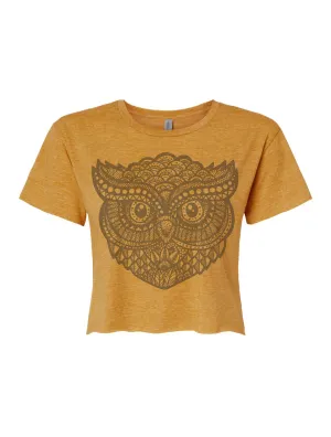 Zentangle Owl ?? Cropped T-Shirt ?? Tonal Relaxed Torso Fit Fashion Fit