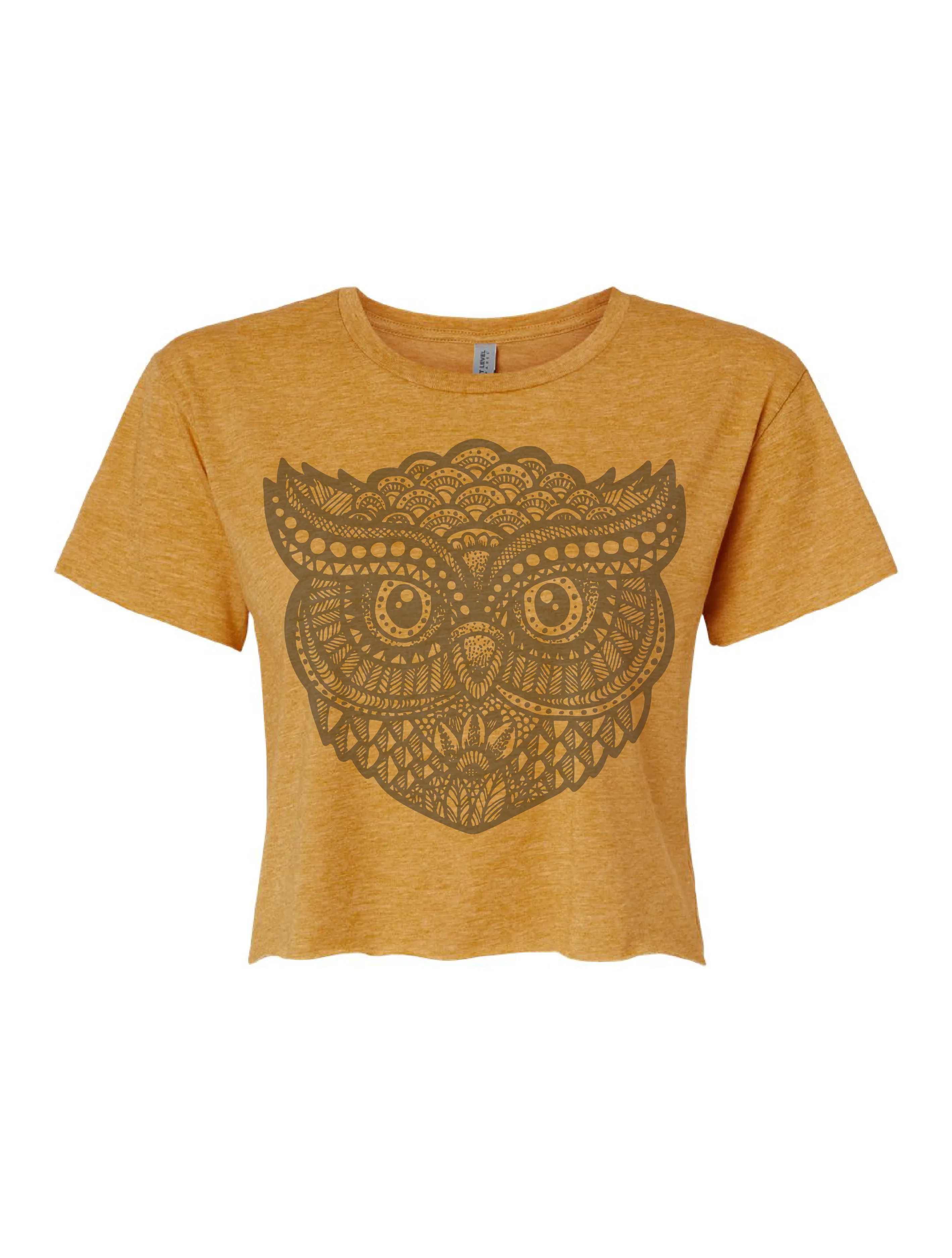 Zentangle Owl ?? Cropped T-Shirt ?? Tonal Relaxed Torso Fit Fashion Fit